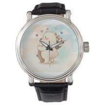Zwarte horloge met liefbeerjes