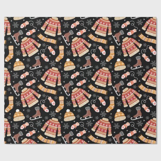 Zwarte Horrorsweater Kerstweer Vakantiedagen Cadeaupapier (Vlak)