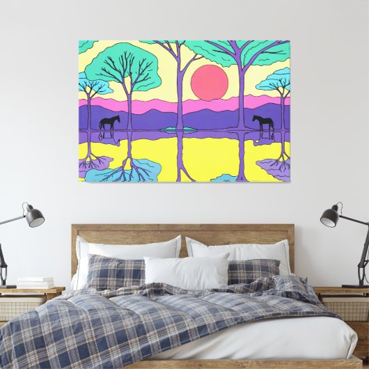 ZWARTE HORSE CANVAS AFDRUK (Insitu (Slaapkamer))