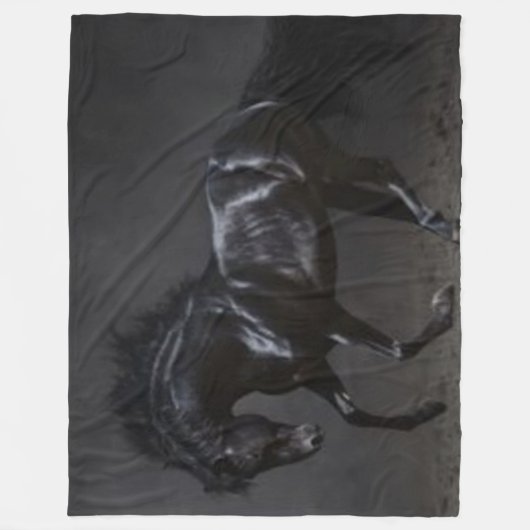 ZWARTE HORSE FLEECE DEKEN (Voorkant)