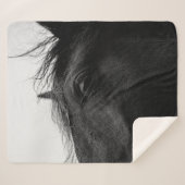 ZWARTE HORSE SHERPA DEKEN (Voorkant (horizontaal))
