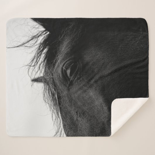 ZWARTE HORSE SHERPA DEKEN (Voorkant (horizontaal))
