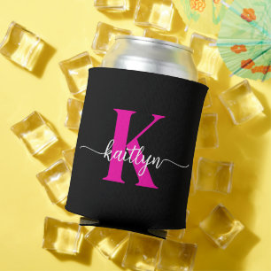 Zwarte Hot Pink Monogram Blikjeskoeler