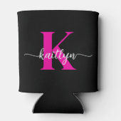 Zwarte Hot Pink Monogram Blikjeskoeler (Achterkant)