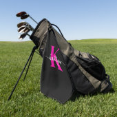 Zwarte Hot Pink Monogram Golfhanddoek (Groen)
