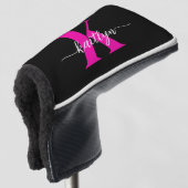 Zwarte Hot Pink Monogram Golfheadcover (3/4 voorkant)
