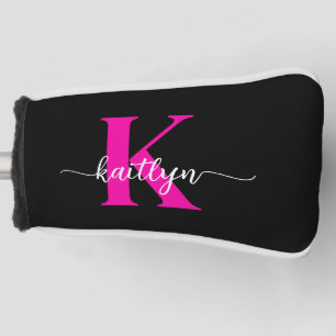 Zwarte Hot Pink Monogram Golfheadcover