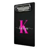 Zwarte Hot Pink Monogram Mini Klembord (Angled2)