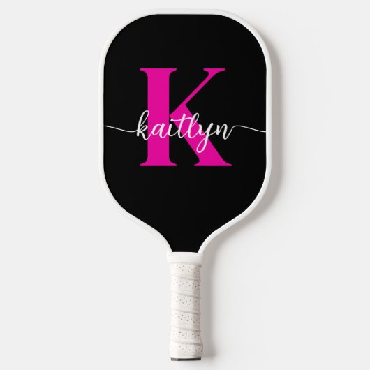 Zwarte Hot Pink Monogram Pickleball Paddle (Voorkant)