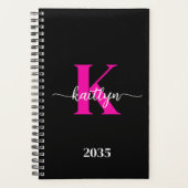 Zwarte Hot Pink Monogram Planner (Voorkant)