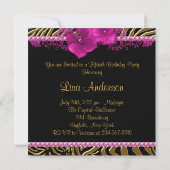 Zwarte Hot Roze Zebra Vrouw 50ste Verjaardagsfeest Kaart (Achterkant)