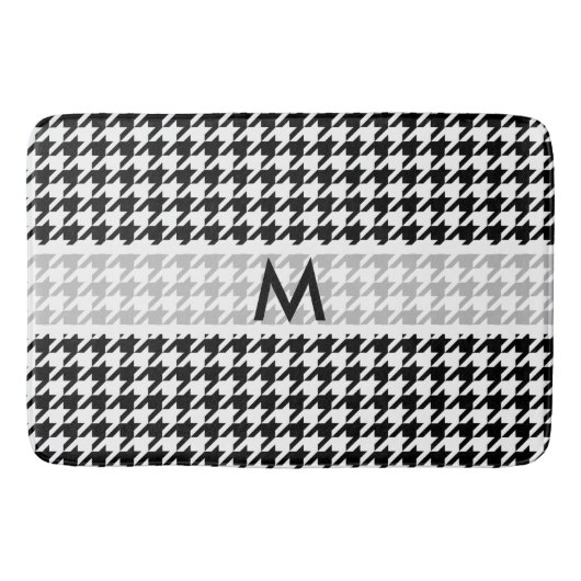 Zwarte Houndstooth Custom badmat (Voorkant)