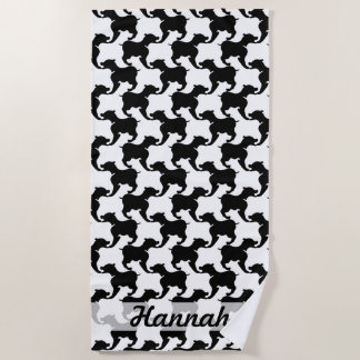 Zwarte Houndstooth Dogs-naam Kies Kleur Beach T Strandlaken