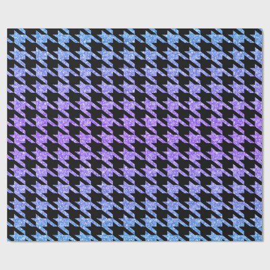 Zwarte houndstooth en kleurrijke glitter cadeaupapier (Vlak)