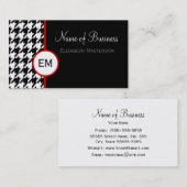Zwarte Houndstooth Monogram Visitekaartje (Voorkant / Achterkant)