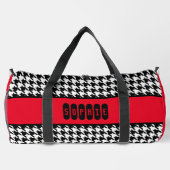 Zwarte Houndstooth & rode grote plunjezak (Achterkant)