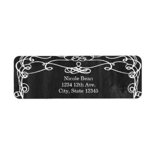 Zwarte Hout & Witte Vintage Trouwlabels Etiket