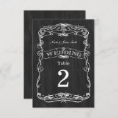 Zwarte Houten Vintage Trouwtafel Nummers Kaarten (Voorkant / Achterkant)