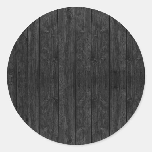 Zwarte houten wandstructuur ronde sticker (Voorkant)