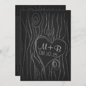 zwarte houtkar, met de datumkaart save the date (Voorkant / Achterkant)