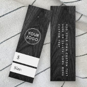 Zwarte houtkorrel label mini visitekaartjes