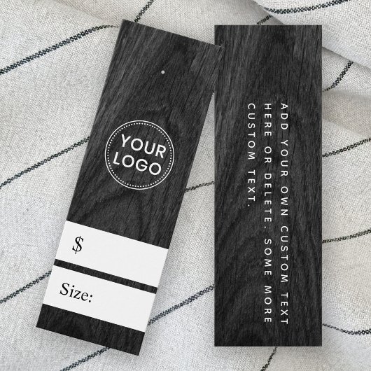 Zwarte houtkorrel label mini visitekaartjes