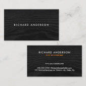 Zwarte houtmoderne minimale visitekaartjes (Voorkant / Achterkant)