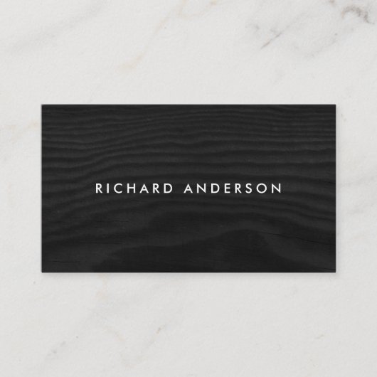 Zwarte houtmoderne minimale visitekaartjes (Voorkant)
