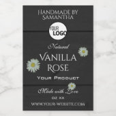 Zwarte houtnerf productlabels bloemendaislogo  voedselcontainer etiket (Enkel label)