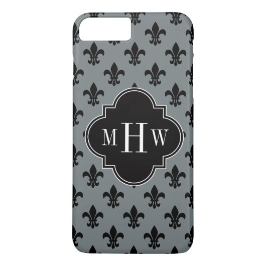 Zwarte houtskool 3 Initiaal monogram Case-Mate iPhone Case (Achterkant)