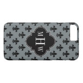 Zwarte houtskool 3 Initiaal monogram Case-Mate iPhone Case (Achterkant (Horizontaal))