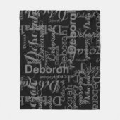 Zwarte houtskool grijs gepersonaliseerde typografi fleece deken (Voorkant)