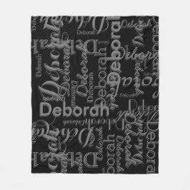 Zwarte houtskool grijs gepersonaliseerde typografi fleece deken
