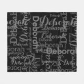 Zwarte houtskool grijs gepersonaliseerde typografi fleece deken (Voorkant (Horizontaal))