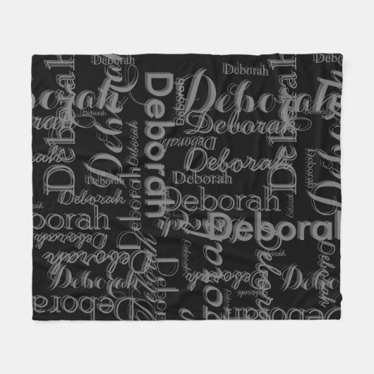 Zwarte houtskool grijs gepersonaliseerde typografi fleece deken (Voorkant (Horizontaal))