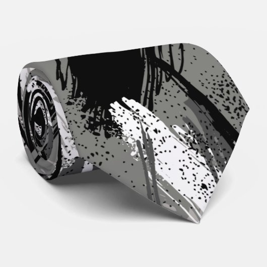 Zwarte Houtskool Grijs Witte Camouflage Nekdas Stropdas (Opgerold)