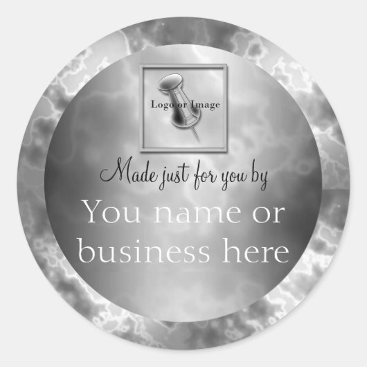 Zwarte houtskool Marmer gepersonaliseerd Rond Ronde Sticker (Voorkant)