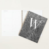 Zwarte houtskool Modern Marmer Monogram Planner (Display)