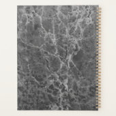 Zwarte houtskool Modern Marmer Monogram Planner (Achterkant)
