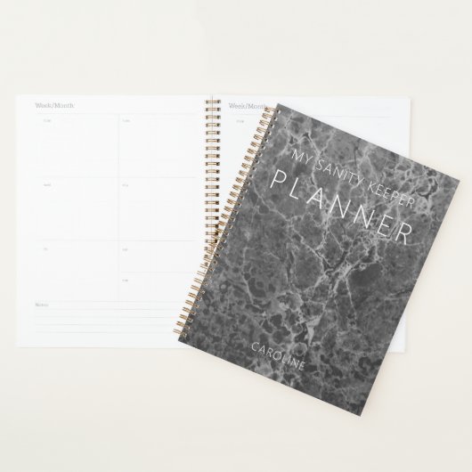 Zwarte houtskool Modern Marmer Planner (Display)