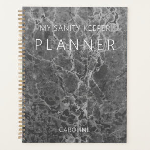 Zwarte houtskool Modern Marmer Planner