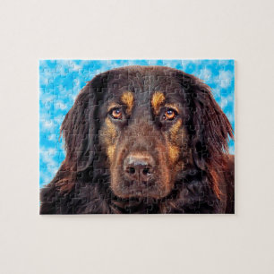 Zwarte Hovawart hond. Legpuzzel