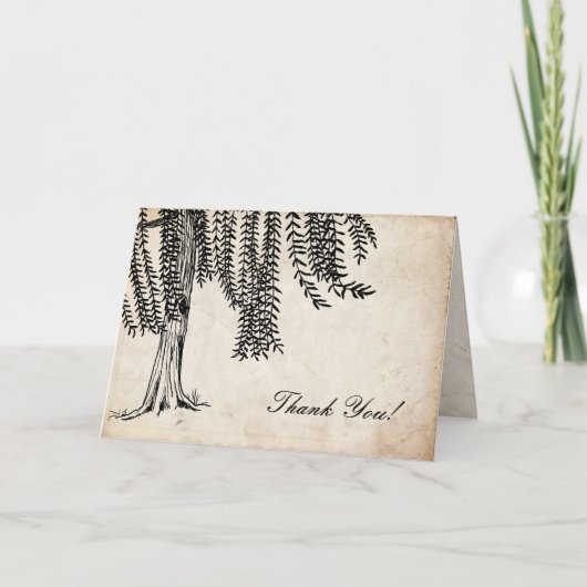 zwarte huilende wilgenboom Dank u Bedankkaart (Voorkant)