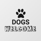 Zwarte huisdierpoot honden welkom raamsticker (Vel)