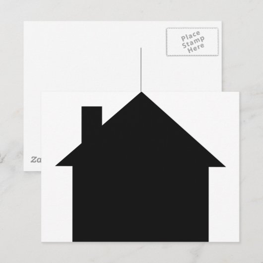 zwarte-huispictogram briefkaart (Voorkant / Achterkant)