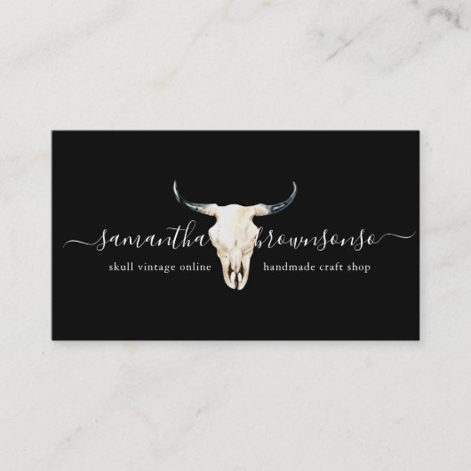 Zwarte Hunter  Deer Skull Visitekaartje (Voorkant)