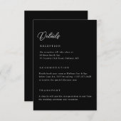 Zwarte Huwelijksdetails QR-code Bijlagekaart Kaart (Voorkant / Achterkant)