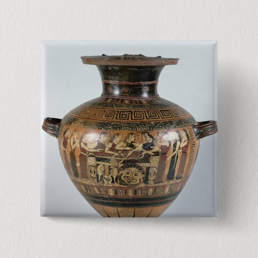 Zwarte hydria vierkante button 5,1 cm (Voorkant)