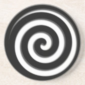 Zwarte hypnotische spiraal zandsteen onderzetter (Voorkant)