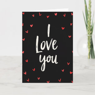 Zwarte I Love You Hartjes Kaart